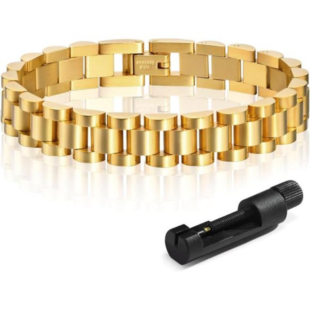 Stainless Steel 18K Gold Plated Chain Link Bracelet